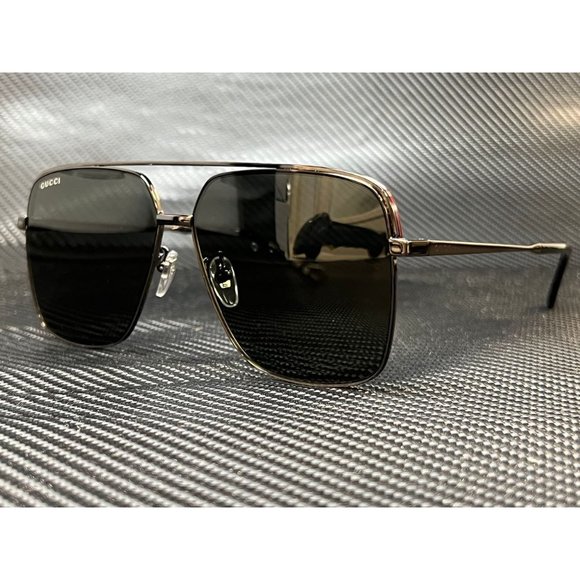 Gucci Men's Pilot Black Grey 61mm Sunglasses - Picture 1 of 4